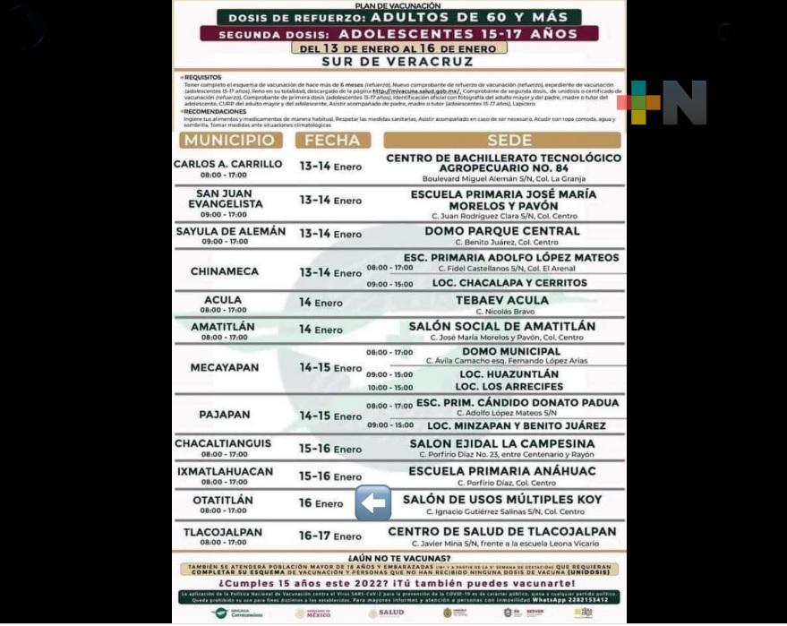 En Otatitlán confirman vacunación de refuerzo contra Covid-19, para adultos mayores