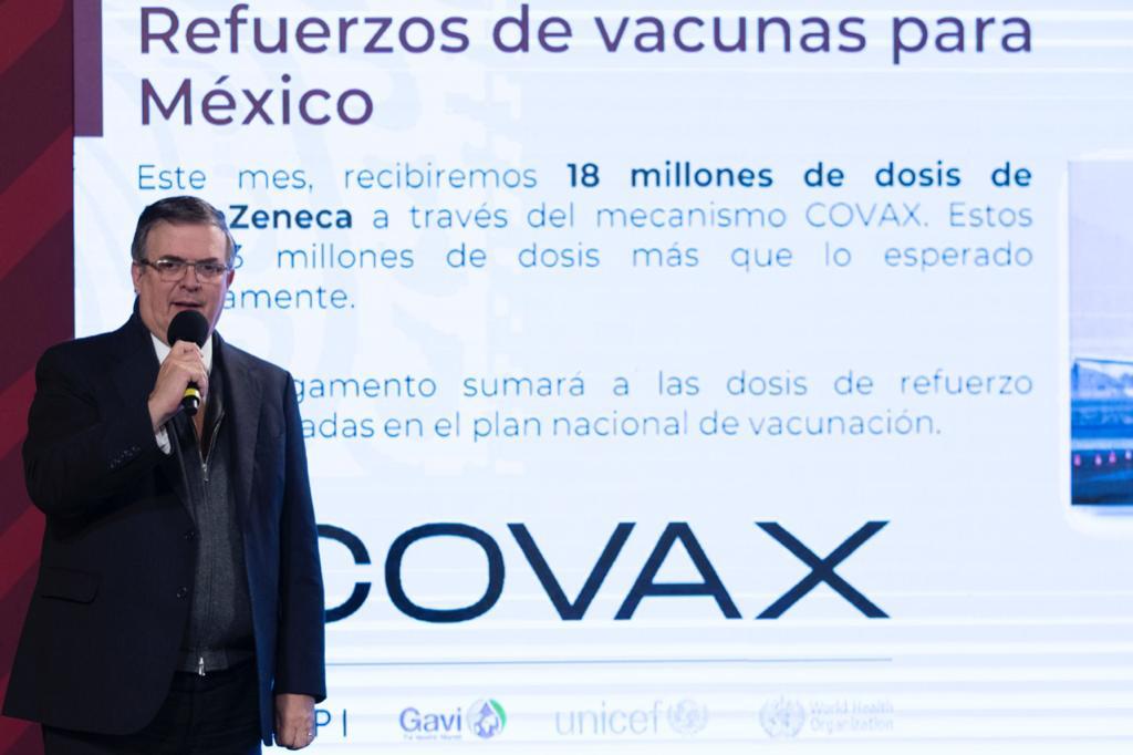 México recibirá 18 millones de vacunas de mecanismo COVAX este mes: Ebrard