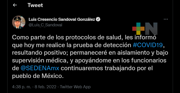 Secretario de Defensa padece Covid-19 por segunda ocasión