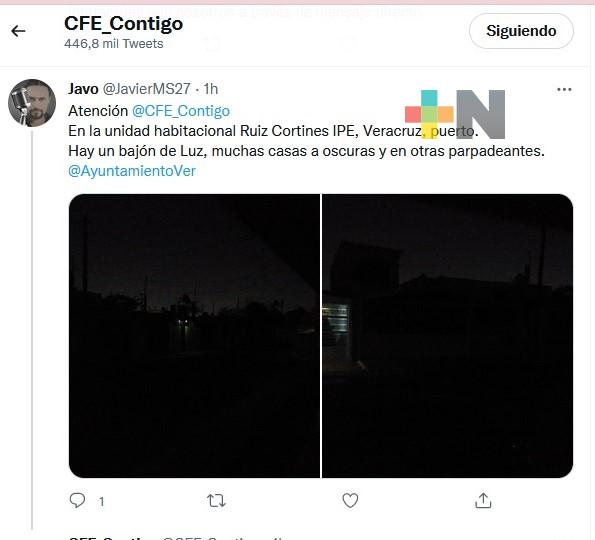 Varias colonias de Veracruz y Boca con fallas de energía eléctrica por anomalías en transformadores