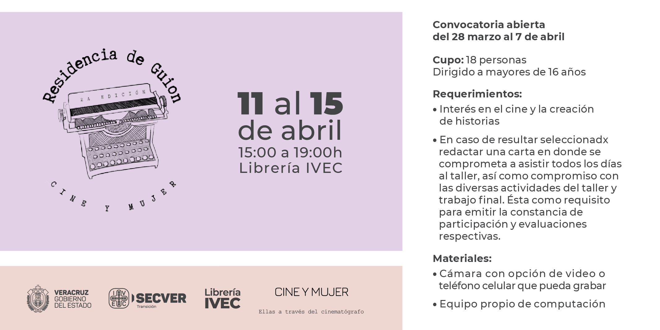 Presenta Ágora convocatoria a la segunda edición de Residencia de Guion Cine y Mujer