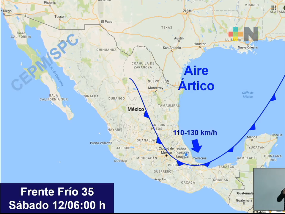 Frente frío 35 combinado con otros fenómenos afectará el clima de Veracruz el fin de semana