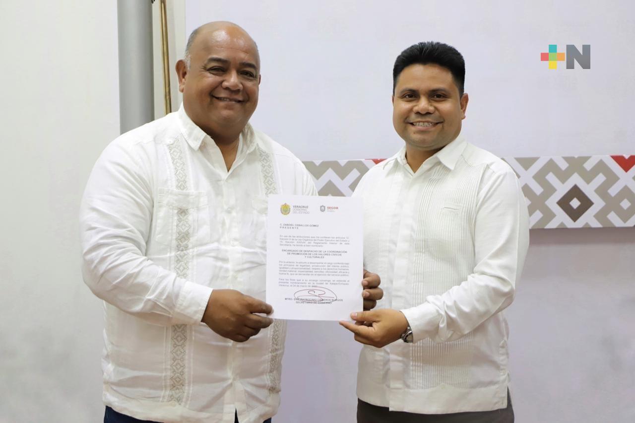 Asume Zabdiel Ceballos la Coordinación de Promoción de Valores Cívicos y Culturales, en Segob