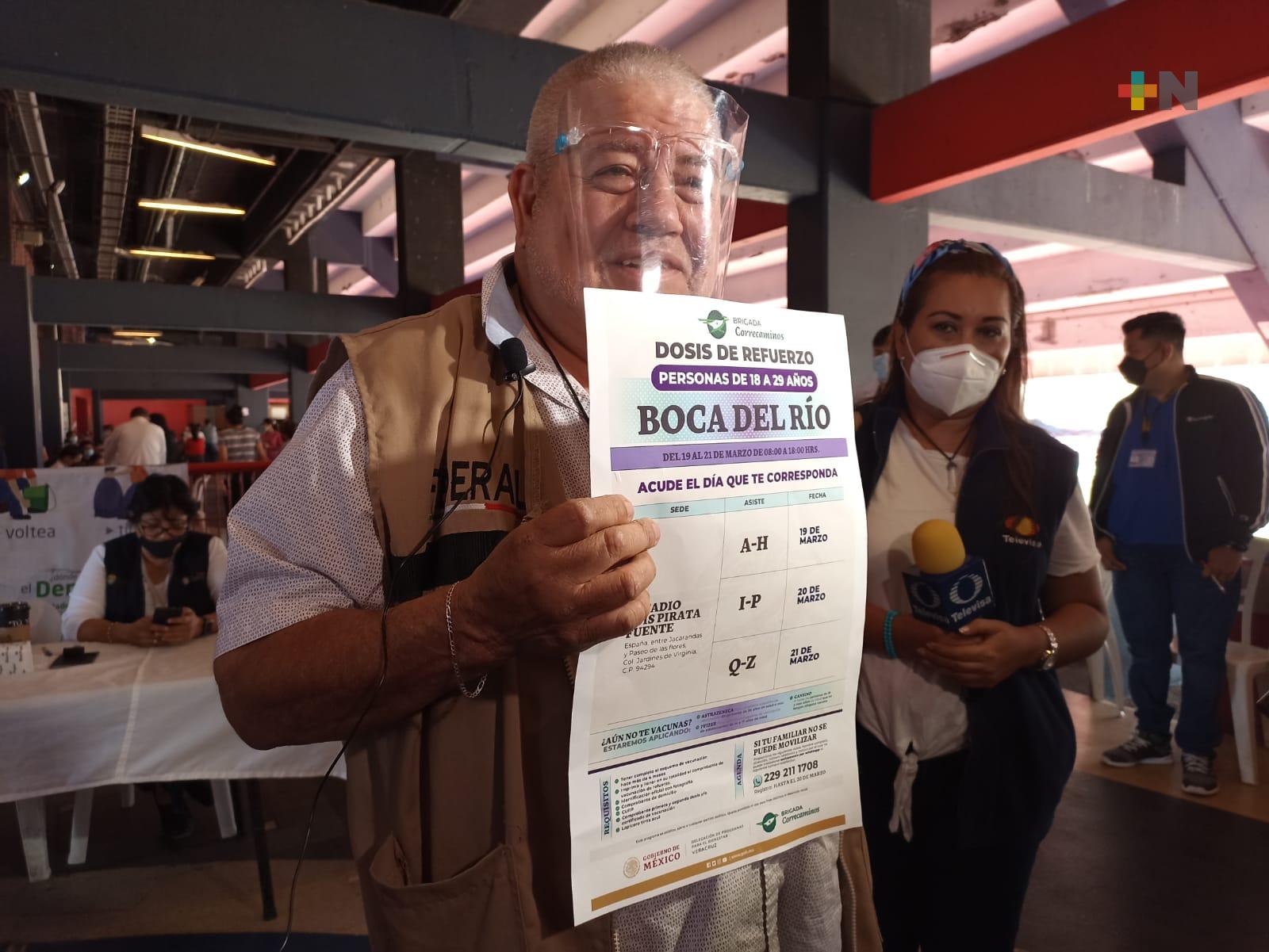 Próximo fin de semana aplicarán vacuna de refuerzo a mayores de 18 años