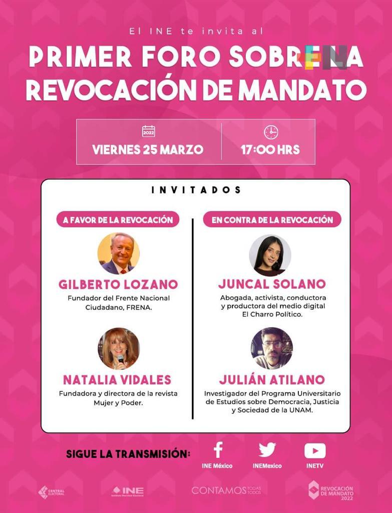 Realizará INE Foros de Discusión sobre Revocación de Mandato