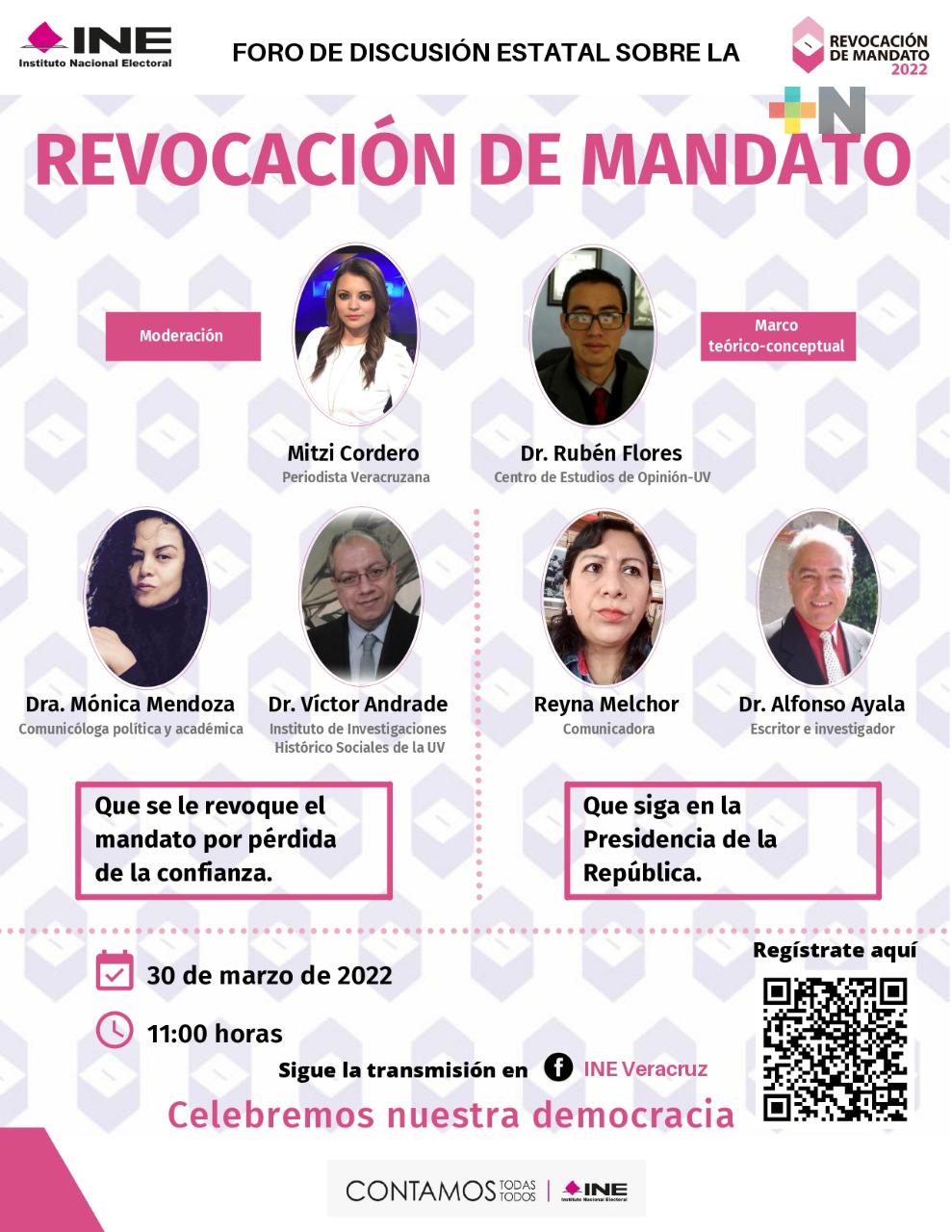 INE Veracruz realizará foro de discusión estatal sobre la Revocación de Mandato