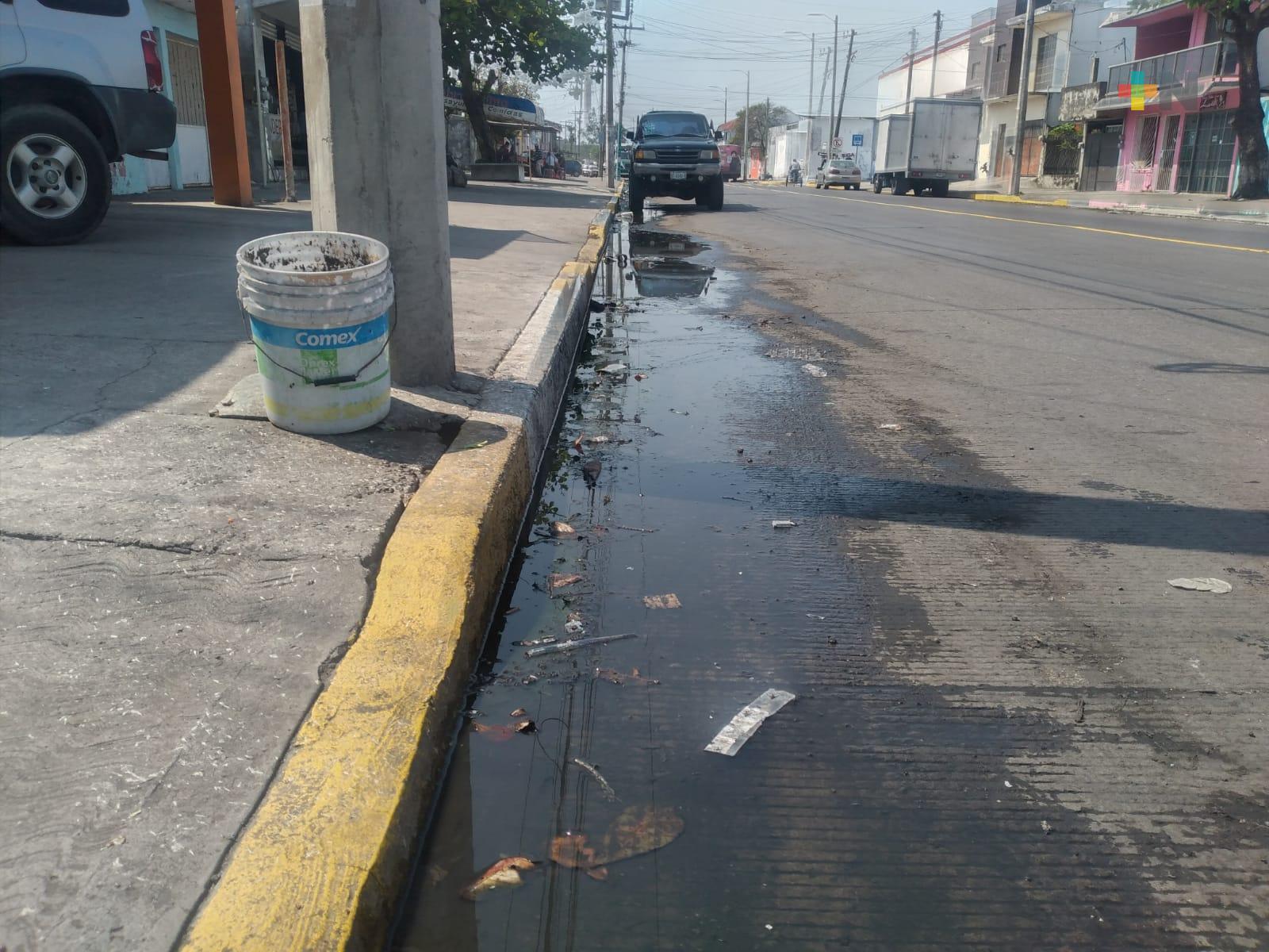 Aguas negras en avenida de Boca del Río, denuncian vecinos