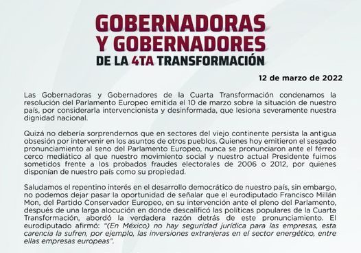 Crítica de eurodiputados tiene trasfondos económicos por la reforma eléctrica