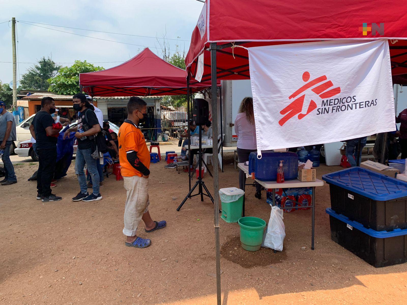 Médicos Sin Fronteras atiende diariamente de 60 a 70 migrantes en Coatza