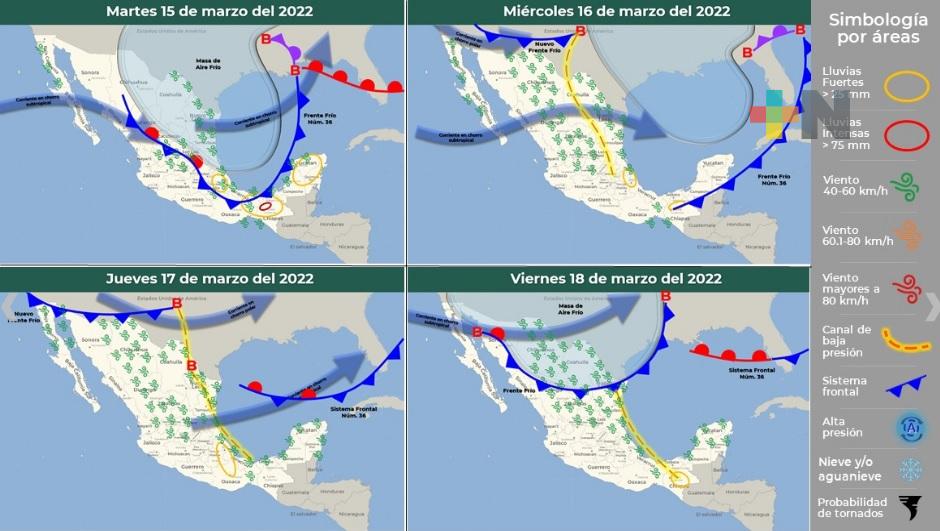 Viento del norte en costa y lluvias,  condiciones climáticas en Veracruz