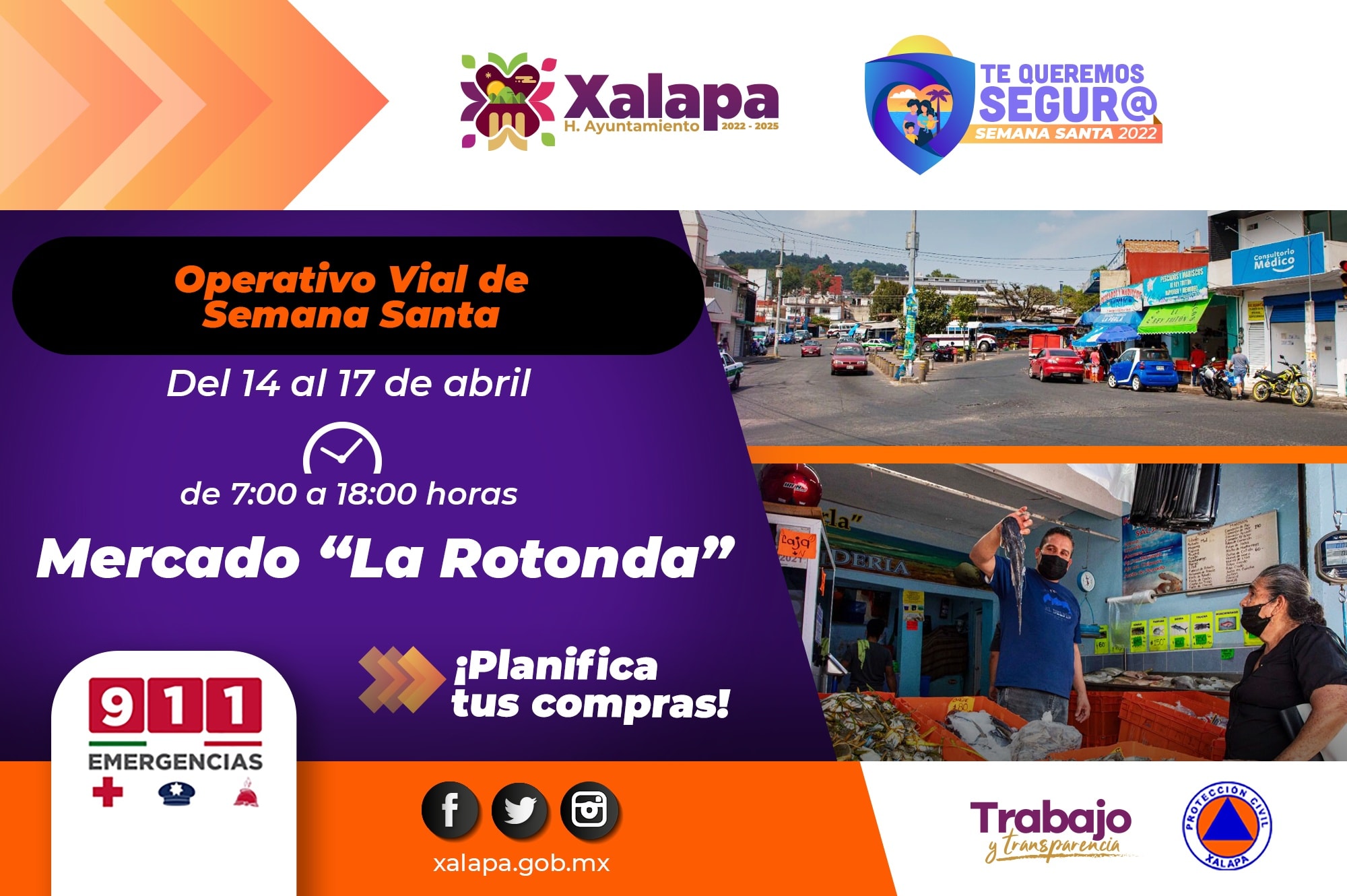 Implementan Operativo Vial Semana Santa en mercado La Rotonda de Xalapa
