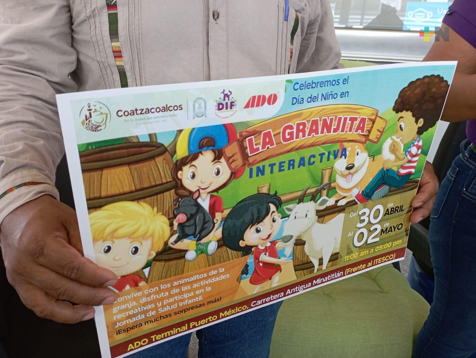 Autoridades de Coatzacoalcos y ADO instalarán Granja Interactiva para festejar el Día del Niño