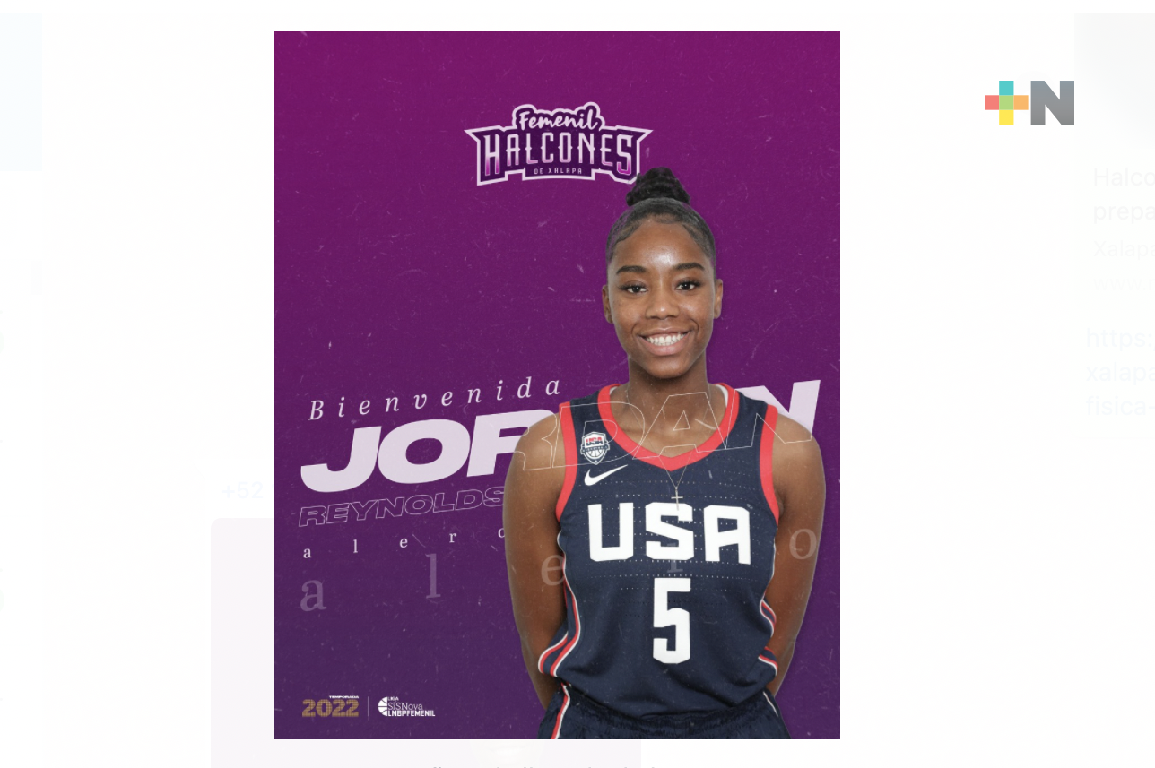 Confirman a Jordan Reynolds como tercer refuerzo de Halcones de Xalapa Femenil