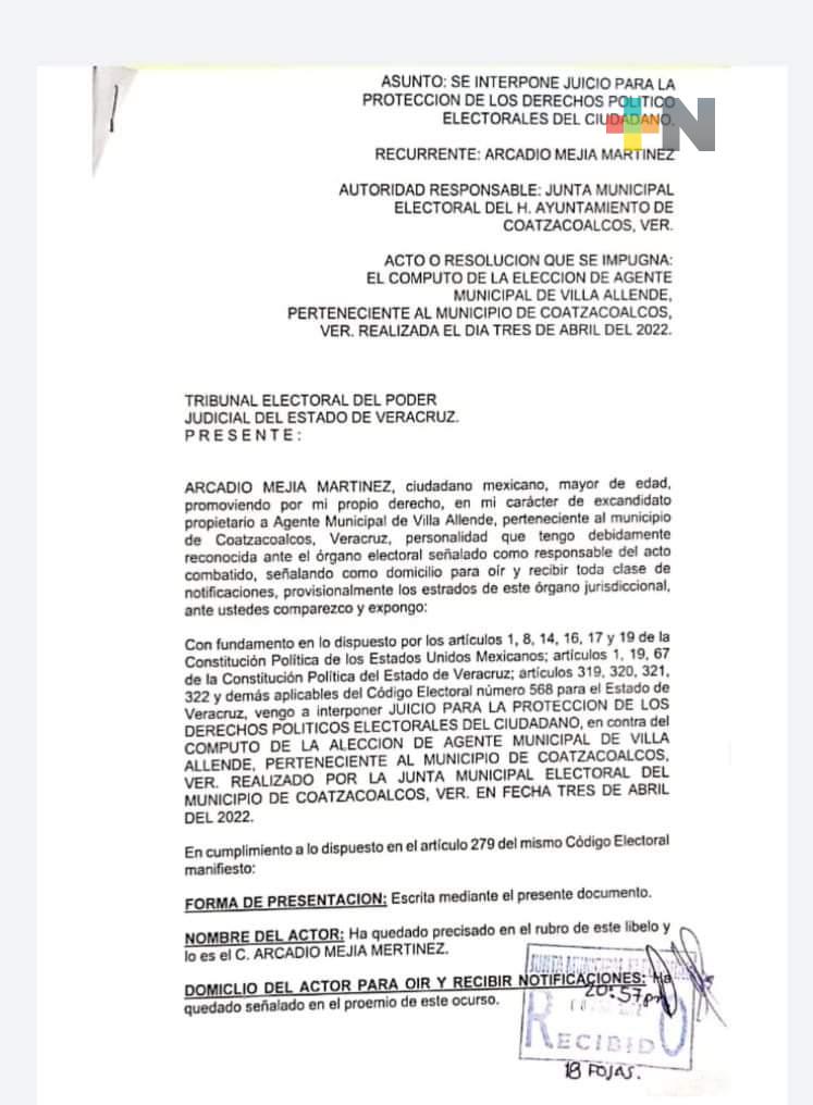 Tres candidatos a agente municipal de Villa Allende impugnaron elección ante el TEV