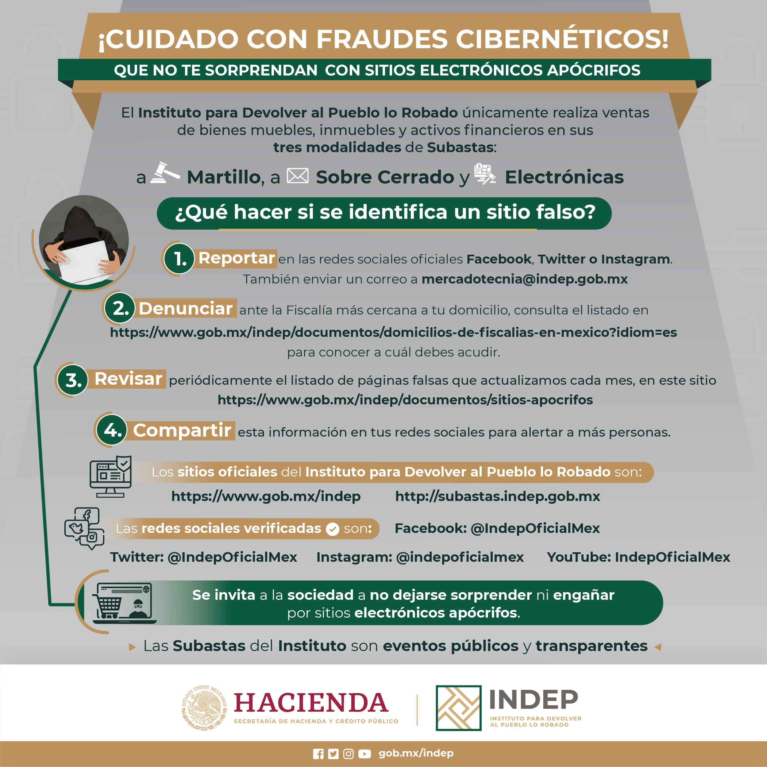 ¡Cuidado con fraudes cibernéticos! alerta Instituto para Devolver al Pueblo lo Robado