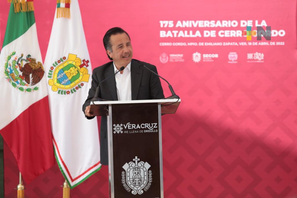 Encabeza Gobernador Cuitláhuac García el 175 aniversario de la Batalla de Cerro Gordo