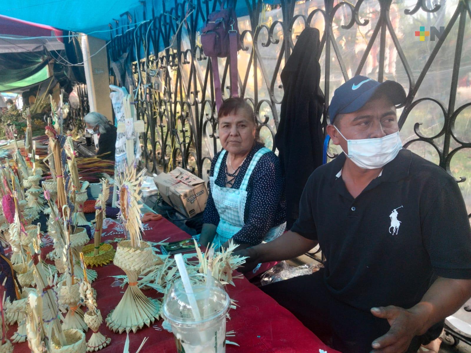 Llegan a Coatepec, familias completas a vender palmas durante el Domingo de Ramos
