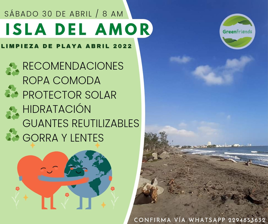 Convoca «GreenFriends» a jornada de limpieza en Isla del amor el 30 de abril