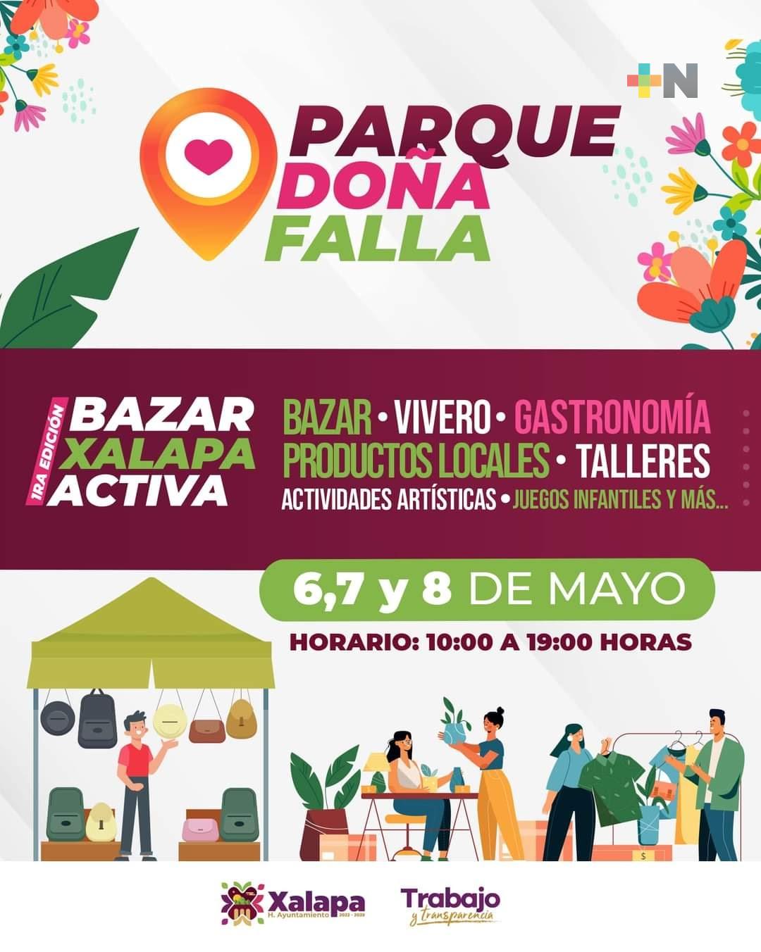 Bazar «Xalapa Activa» tendrá lugar del 6 al 8 de mayo en parque Doña Falla