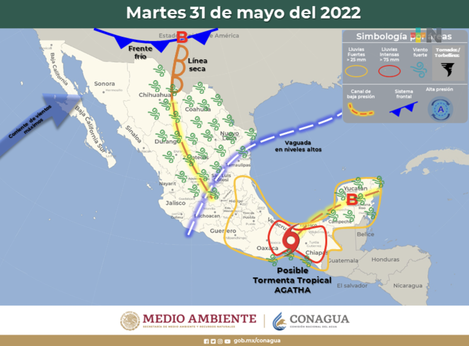 Se pronostican lluvias torrenciales para Chiapas, Tabasco, el oriente de Oaxaca y el sur de Veracruz