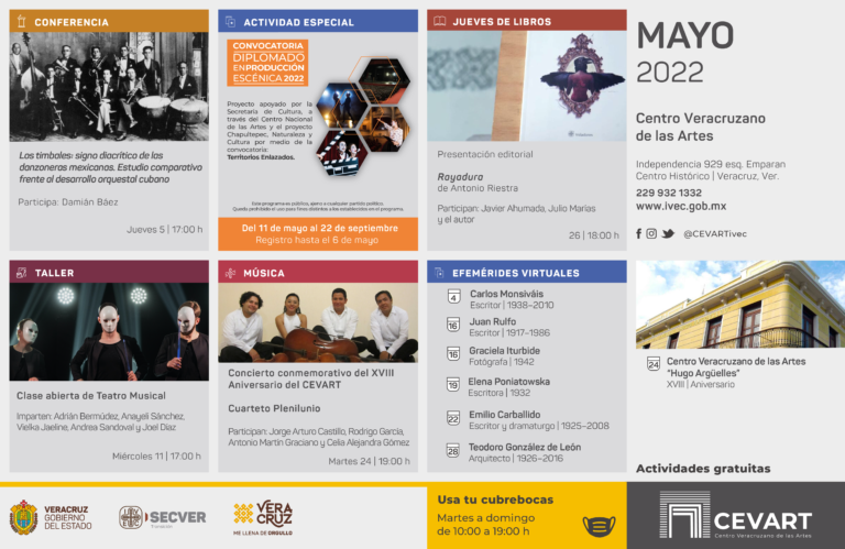 Presenta IVEC la cartelera de mayo del Centro Veracruzano de las Artes “Hugo Argüelles”