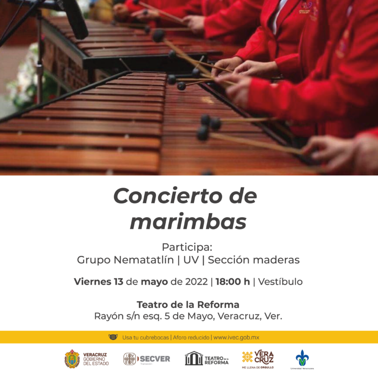 Presenta IVEC concierto de marimbas con el grupo Nematatlín, en el Teatro de la Reforma