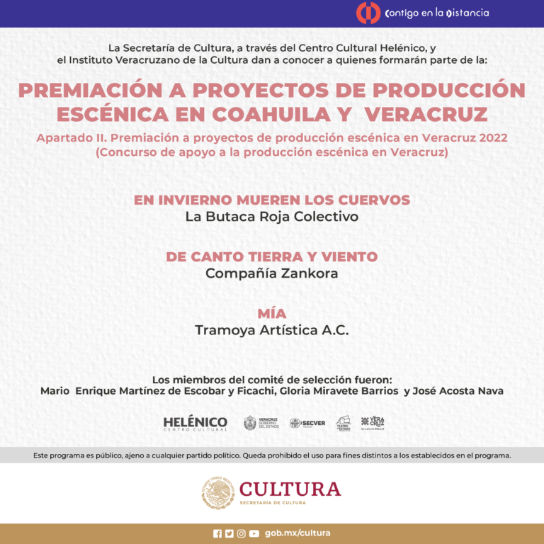 Resultados del tercer Concurso de Apoyo a la Producción Escénica en Veracruz 2022