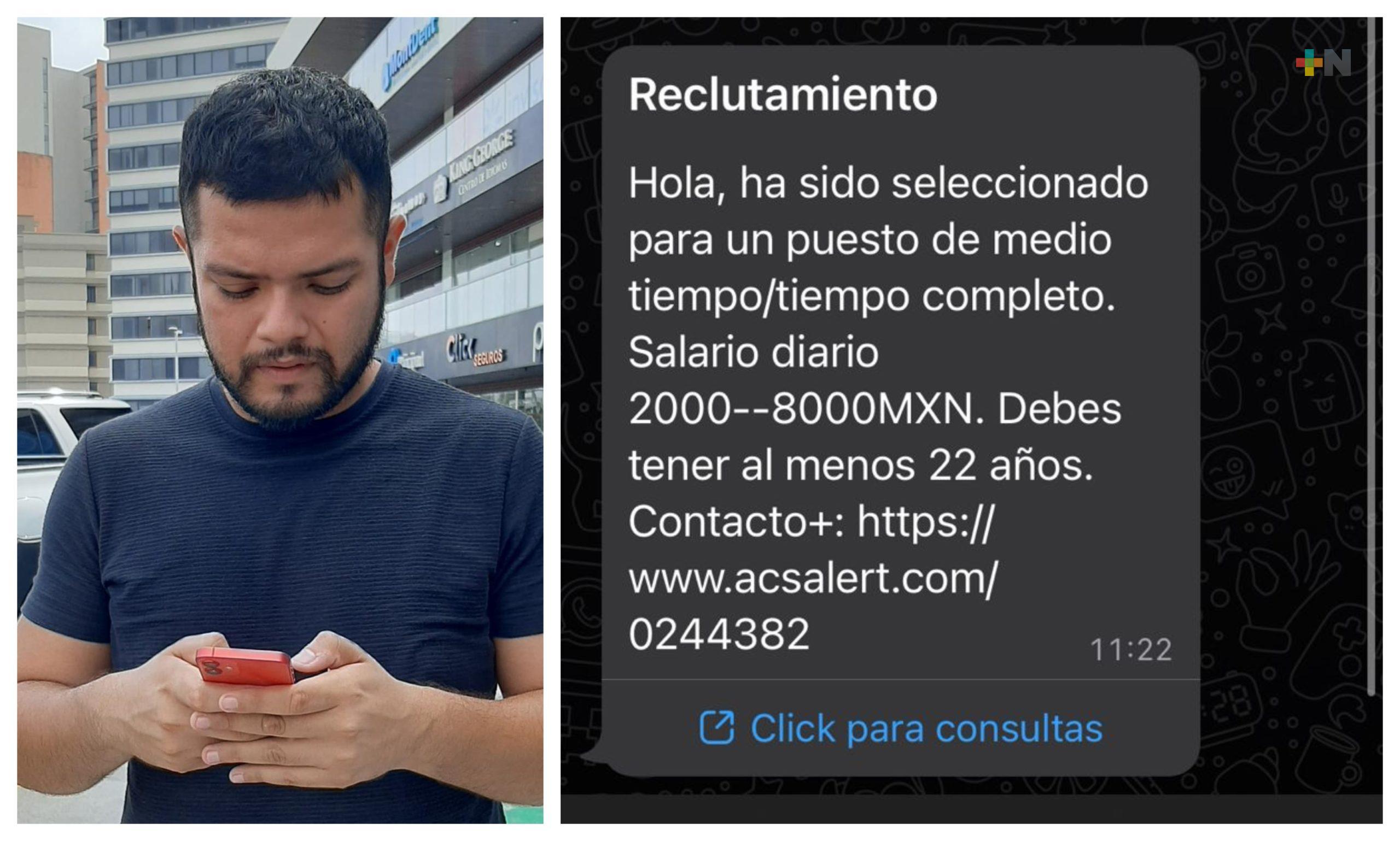 Fue estafado mediante un mensaje de WhatsApp