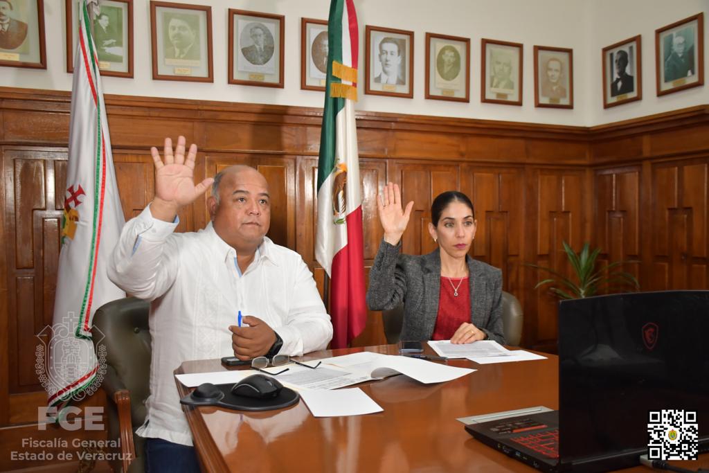 Presiden titular de Segob, Eric Cisneros, y Fiscal del Estado, Verónica Hernández, segunda sesión del Sistema Estatal para erradicar Violencia contra Mujeres