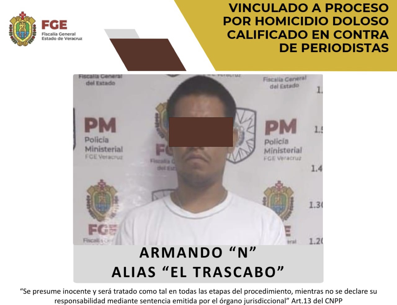 Vinculado a proceso Armando “N” por presunto homicidio doloso calificado en agravio de periodistas de Cosoleacaque