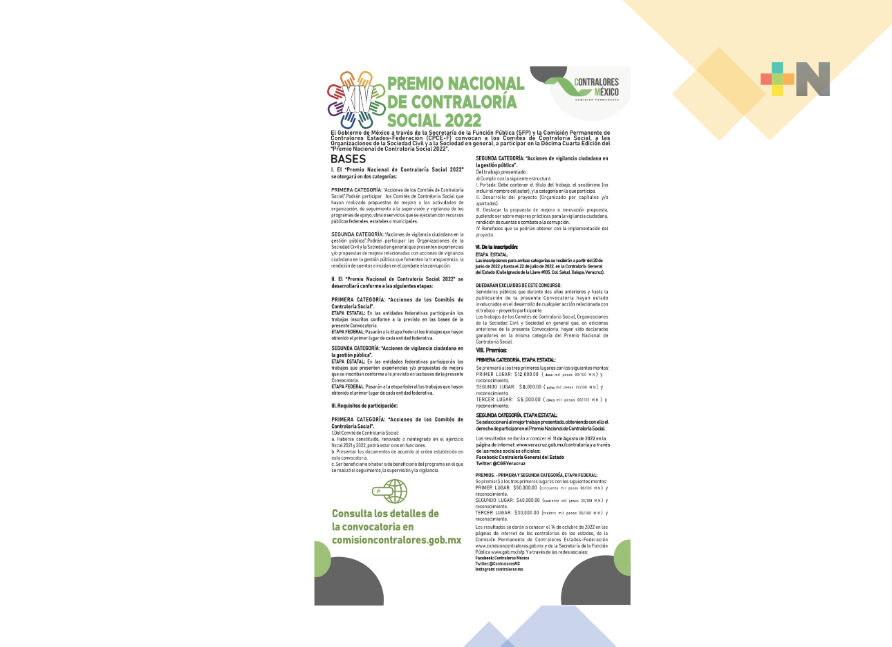 Invita CGE a participar en el Premio Nacional de Contraloría Social 2022