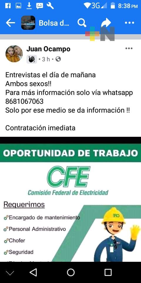 En Coatzacoalcos se han triplicado las ofertas falsas de trabajo dirigidas a jóvenes
