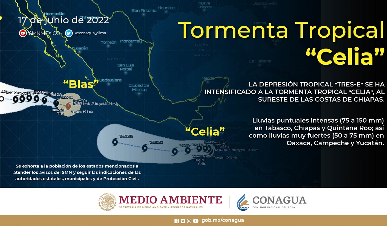 Se desarrolla tormenta tropical «Celia» en el Pacífico