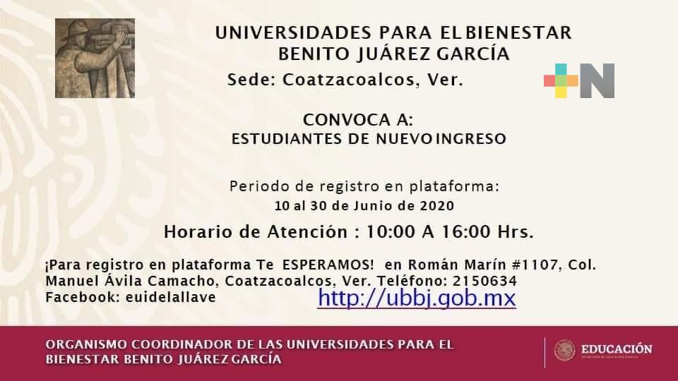 Inician inscripciones en Universidad del Bienestar del sur de Veracruz