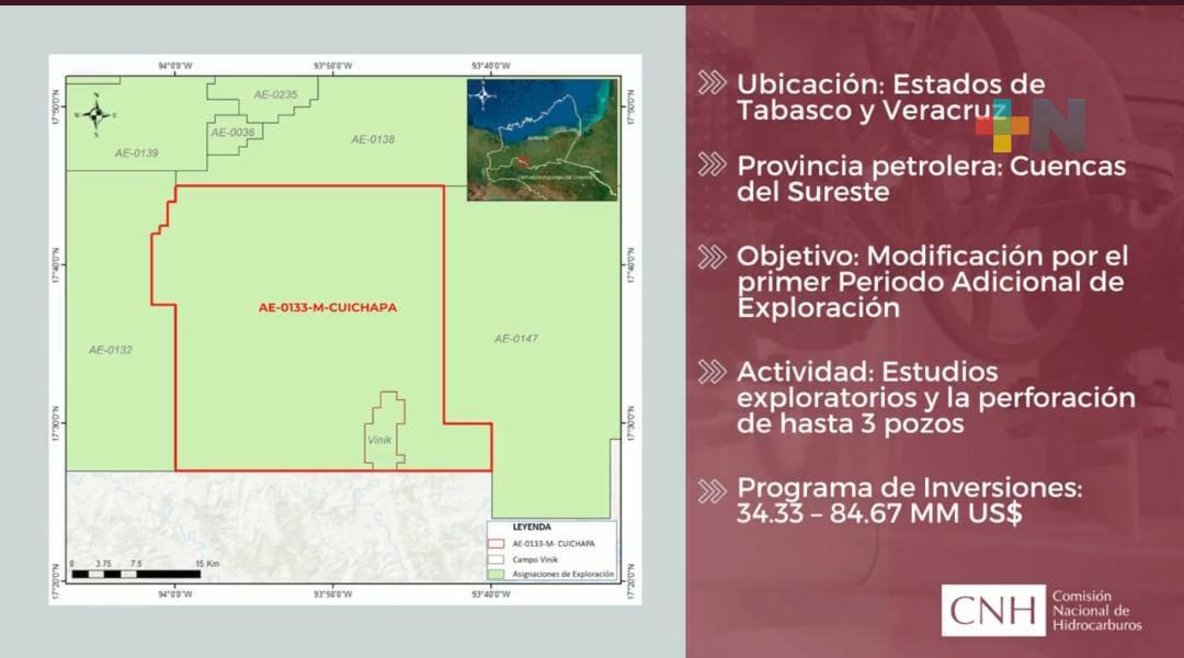 CNH aprobó a Pemex plan de exploración en asignación ubicada entre Veracruz y Tabasco