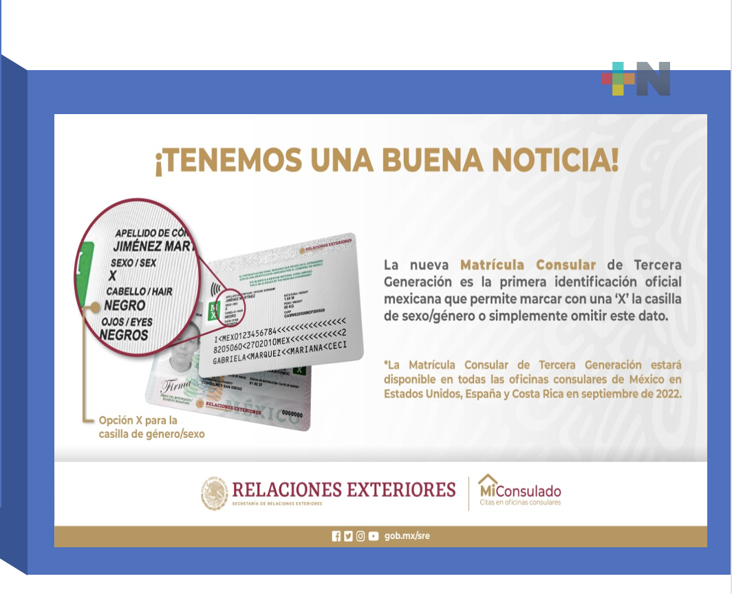 Comienza expedición de nueva Matrícula Consular de Tercera Generación: SRE