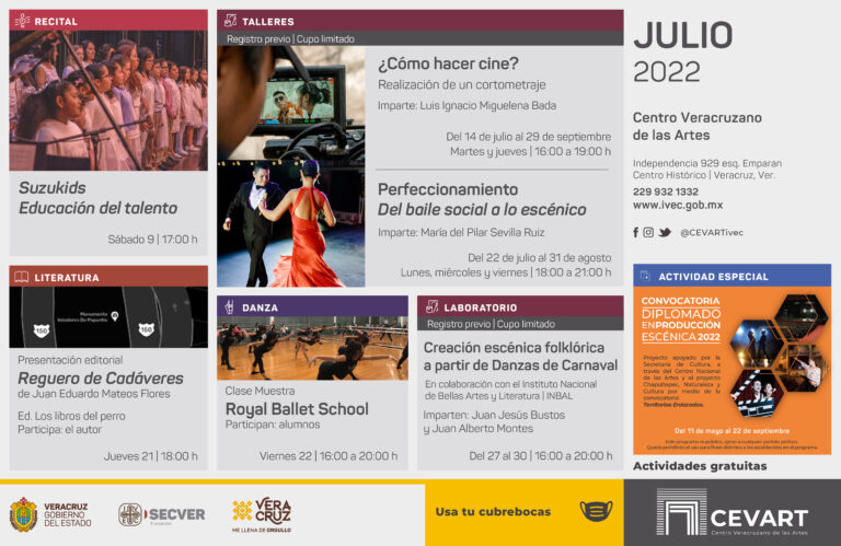 Invita IVEC a disfrutar la programación del CEVART durante el mes de julio