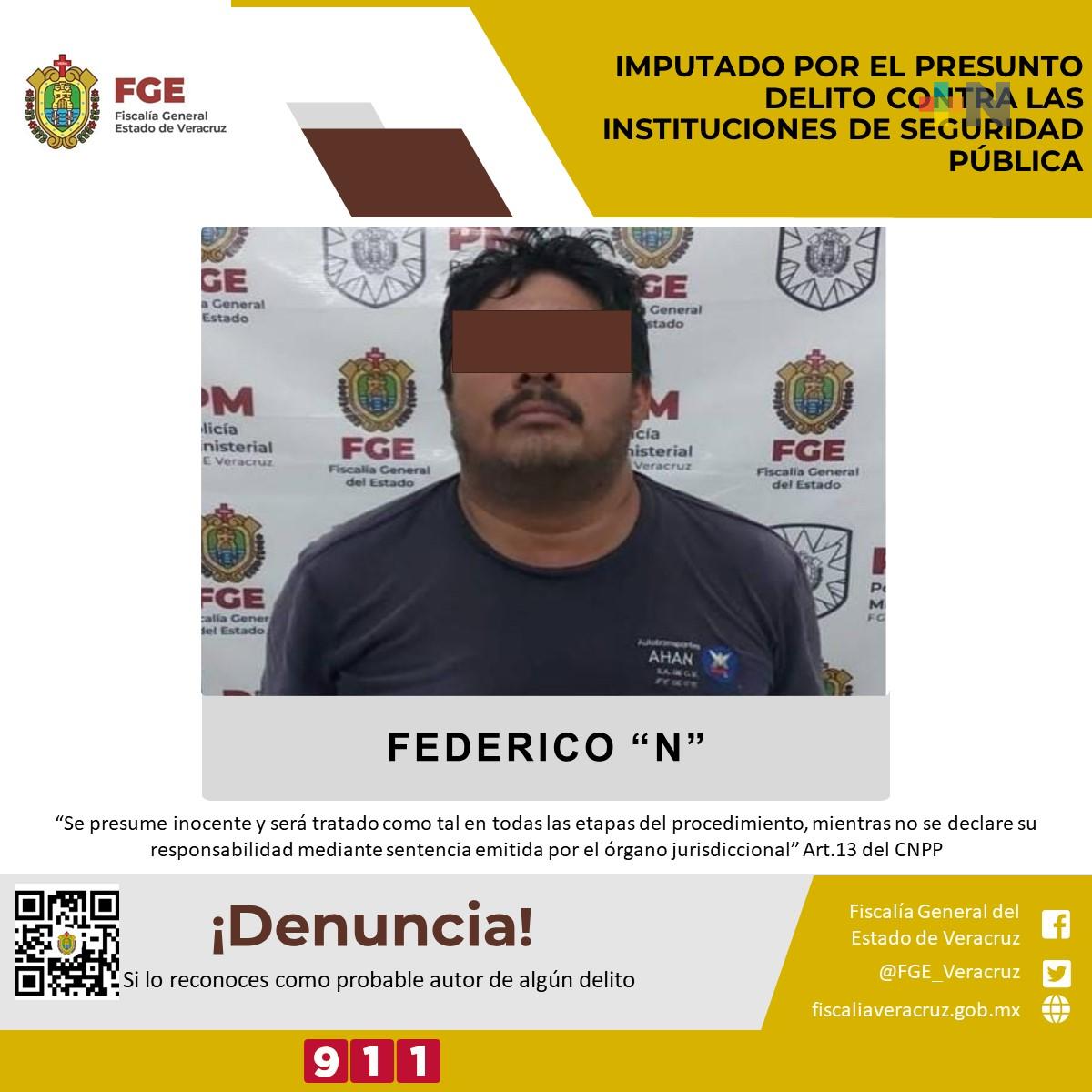 Lo imputan por el presunto delito contra las instituciones de Seguridad Pública