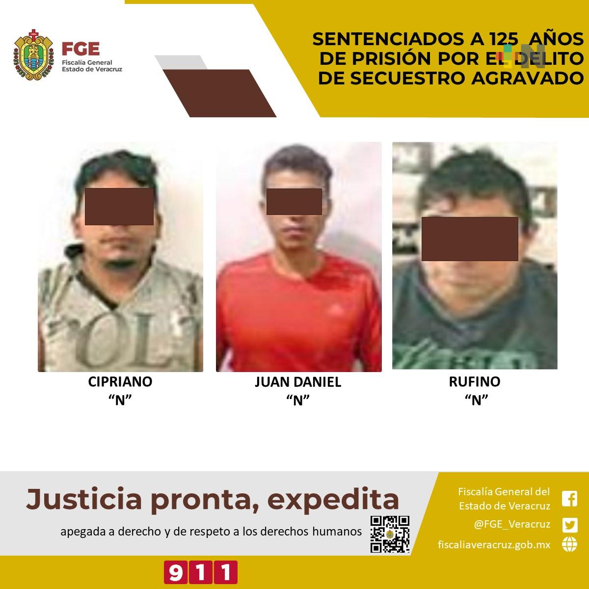 Sentencia condenatoria de 125 años de prisión por delito de secuestro agravado en Xalapa