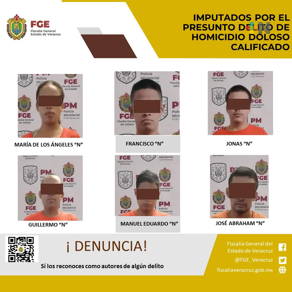 Los imputan por el presunto delito de homicidio doloso calificado en Veracruz