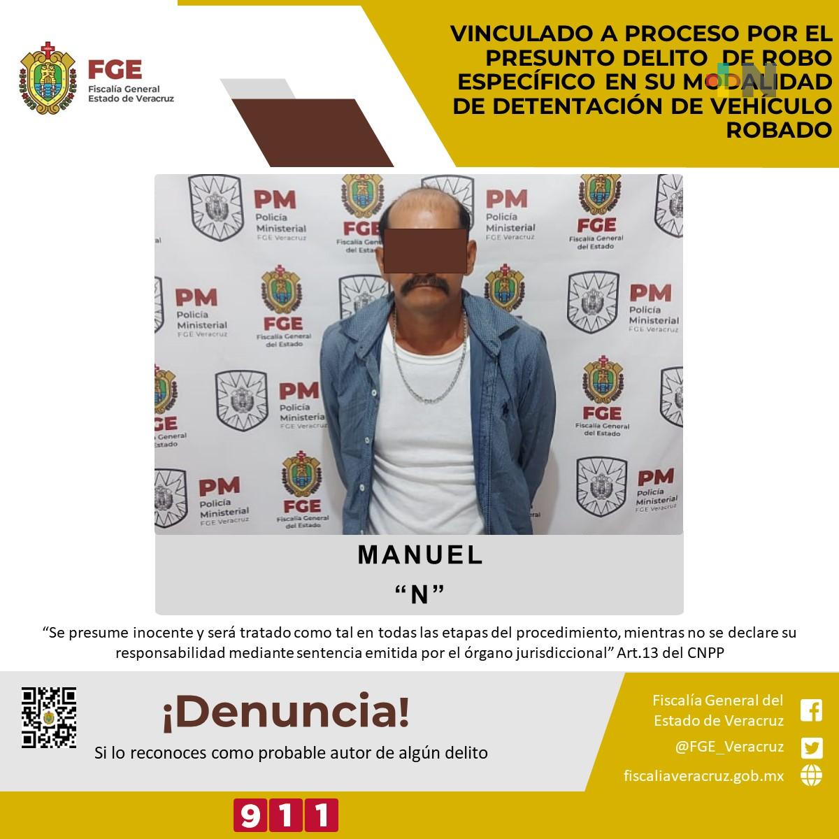 Vinculado a proceso por el presunto delito de robo específico en su modalidad de detentación de vehículo robado en San Andrés Tuxtla