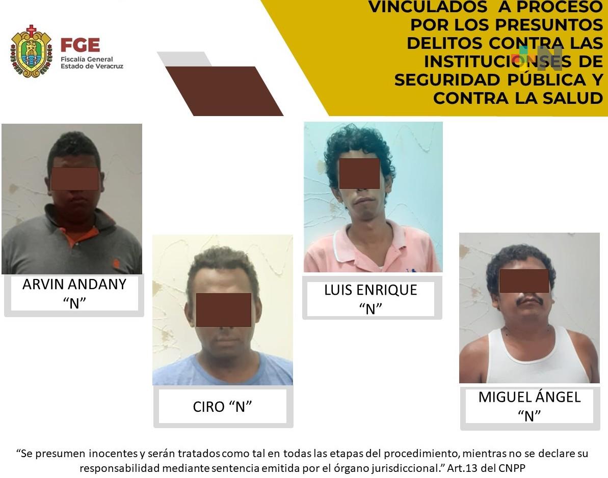 Cuatro personas son vinculadas a proceso por presuntos delitos contra instituciones de seguridad pública y contra la salud