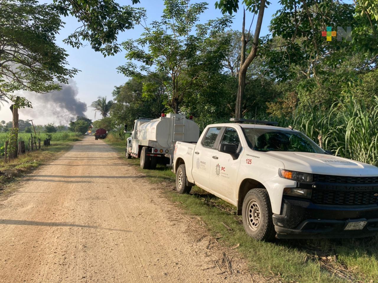 Incendio controlado y la fuga de gas es atendida por Pemex, en Chacaltianguis: SPC