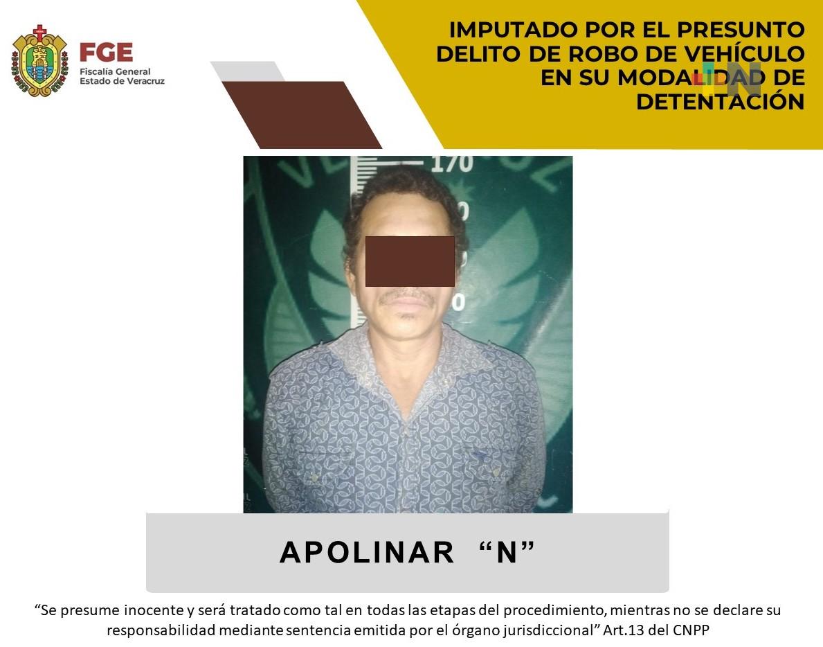 Apolinar «N» es imputado por presunto robo de vehículo en su modalidad de detentación