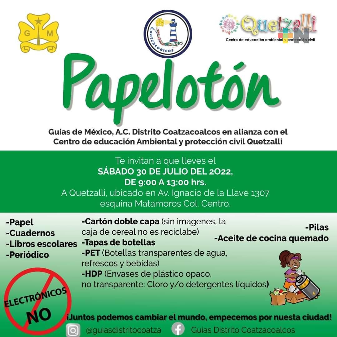 Con «Papelotón» realizarán acopio de papel, pilas y aceite quemado en Coatzacoalcos