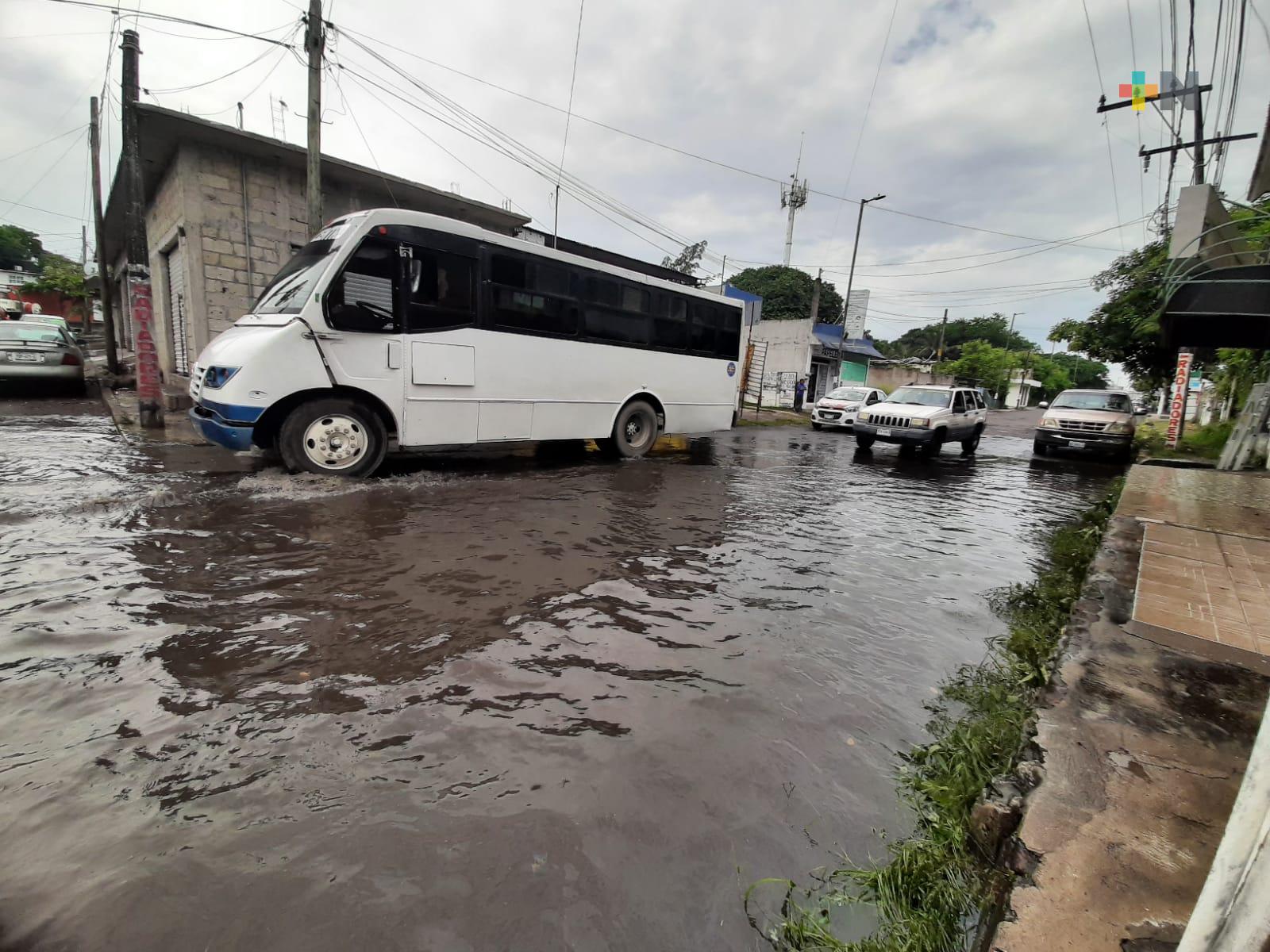 Calles inundadas dejó lluvia registrada en Veracruz