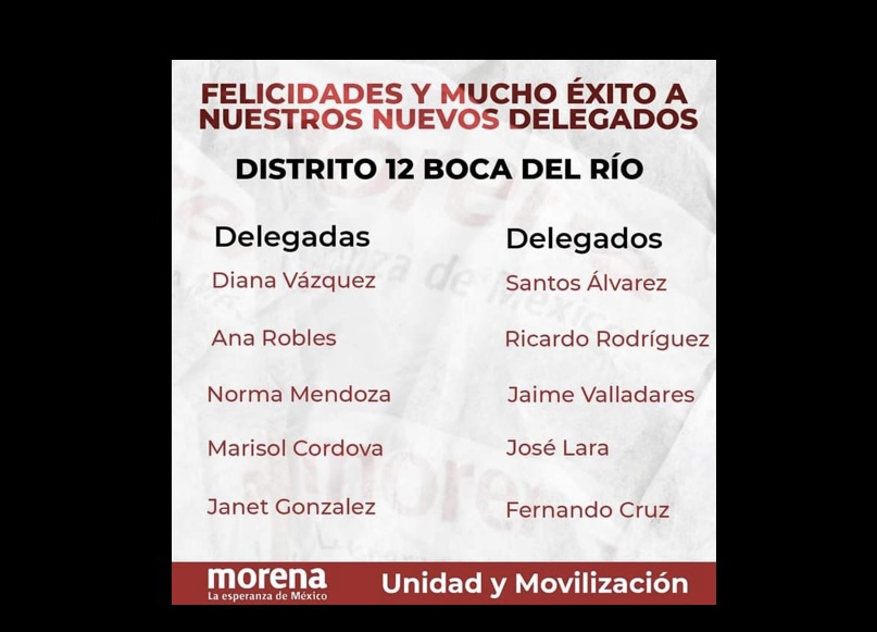 Definidos los nuevos consejeros municipales en Distrito 12 por Boca del Río