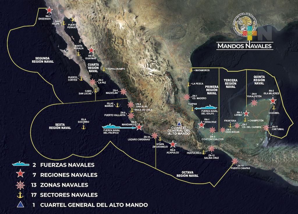 Semar reorganiza denominación de mandos navales, Veracruz es Tercera Región Naval
