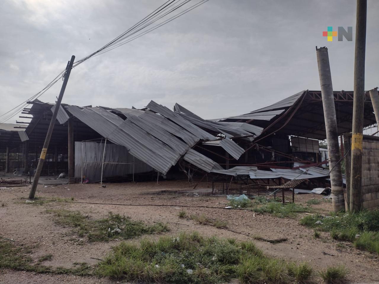 Fuerte lluvia y viento deja diversas afectaciones en Oteapan