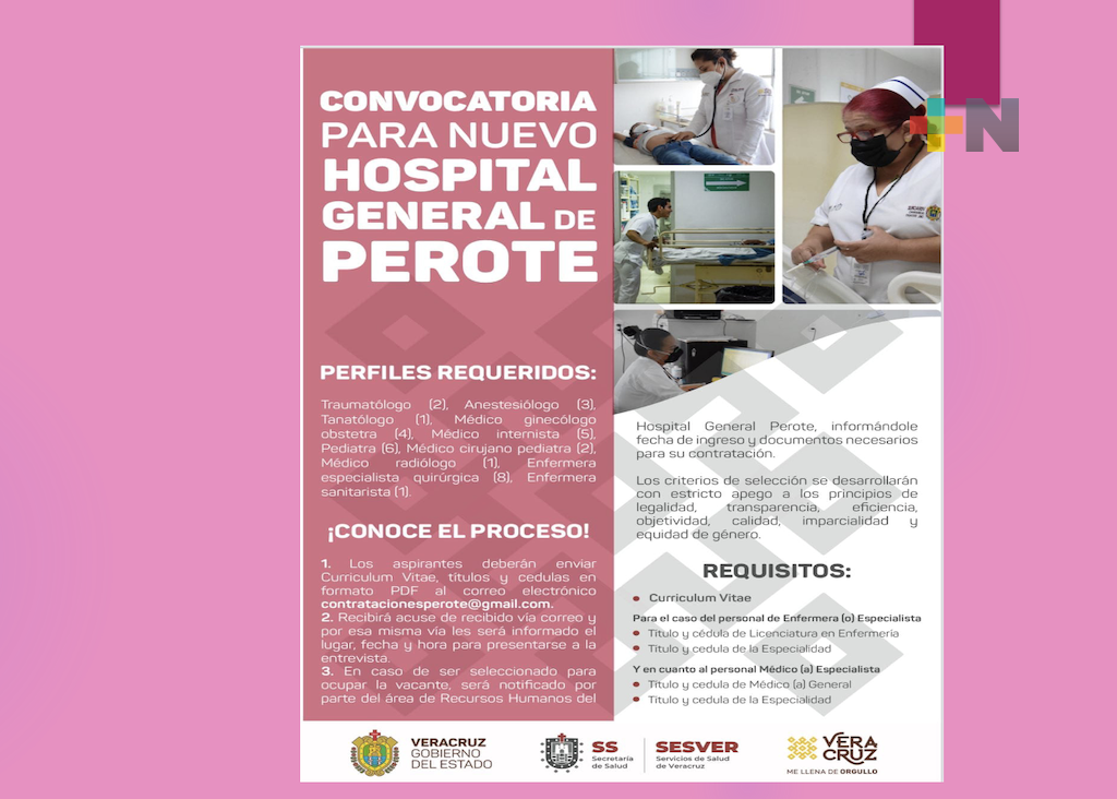 Hospital General de Perote te invita a formar parte de su equipo